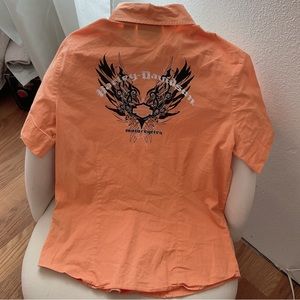 Orange Harley Davidson Vintage Button up